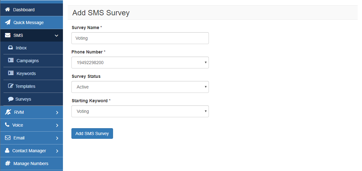 Create SMS Survey