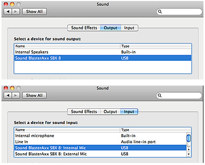 select device for sound output in Mac OS